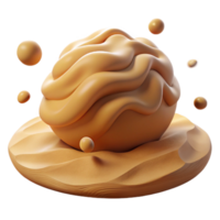 Abstract 3D Render of Beige Wavy Substance on Sandy Surface png
