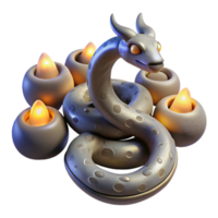 3D Render of Mythical Creature with Candles png