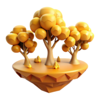 Stylized 3D Render of a Floating Island with Cartoon Trees png