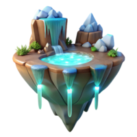 Enchanted Floating Island Waterfall, Pool, and Glowing Grotto png