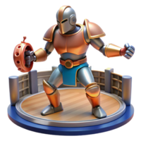 3D Render of a Robotic Knight on a Circular Platform png