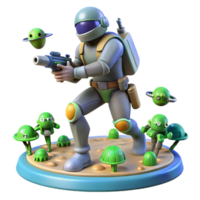 Astronaut Action Figure with Alien Planets and Robots png