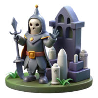 3D Render of Grim Reaper in Graveyard Setting png