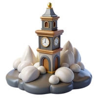 Whimsical Clock Tower on Cloud Island Digital Render png