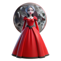 Digital Render of a Cartoon Princess in a Red Gown png