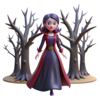 Digital Render of a Young Witch in a Dark Forest png