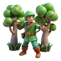 Digital Render of a Cartoon Archer in a Forest png