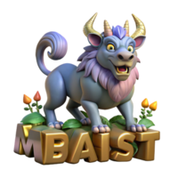 Mythical Creature on Golden Word Art png