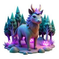 Digital Render of a Mythical Creature in a Fantasy Forest png