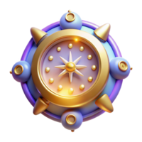 Abstract Digital Render of Ornate Clock with Golden Accents png