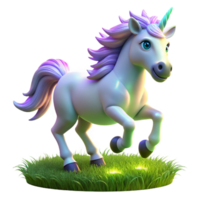 Cute Digital Unicorn Galloping in a Green Meadow png