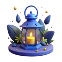 Digital Render of Lantern with Candle and Leaves png