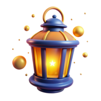 Digital Render of Illuminated Lantern with Golden Spheres png