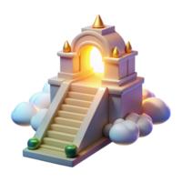 Digital Render of Stairway to a Glowing Archway in the Clouds png