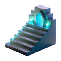Luminous Staircase Leading to Archway 3D Render png