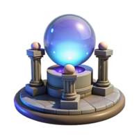 Glowing Crystal Ball on Ancient Columns A 3D Render png