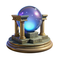 Mystic Crystal Orb on Ancient Columns A 3D Render png