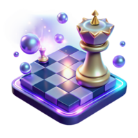 3D Chess Game Strategic Puzzle with Magical Elements png