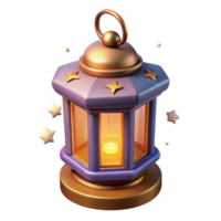 Glowing Lantern with Stars 3D Render of Illuminated Festive Light png