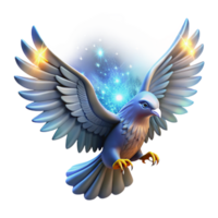 Celestial Bird A Fantasy Artwork of a Dove in Flight with Sparkling Wings and Cosmic Background png