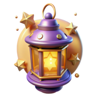 Illuminated Lantern with Stars 3D Render of Festive Night Light png