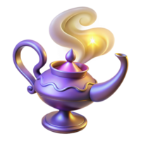 Magical Lamp with Glowing Smoke 3D Render of an Enchanting Oil Lamp png