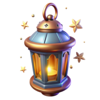 Glowing Lantern with Stars Festive 3D Render png