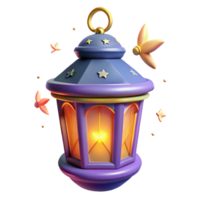 Enchanted Lantern 3D Render of a Magical Illuminated Lamp with Stars and Flowers png