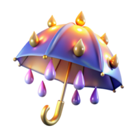 Enchanted Rain Umbrella 3D Render of a Magical Umbrella with Glowing Raindrops png