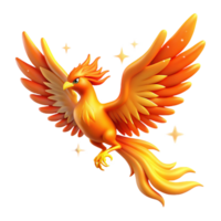 Majestic Firebird Mythical Creature with Fiery Wings and Sparkling Feathers png