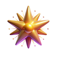 Abstract Golden Starburst with Central Orb 3D Render png