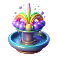 Rainbow Fountain with Floating Spheres A 3D Render png