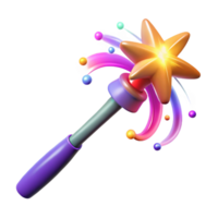 Magical Star Wand with Colorful Swirls and Glowing Effect png