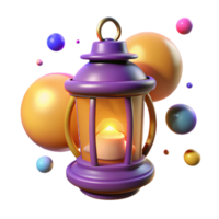 Illuminated Lantern with Colorful Spheres A 3D Render png