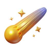 Golden Comet with Sparkling Stars 3D Render png