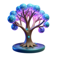 Luminous Orb Tree A 3D Render of a Fantasy Tree with Glowing Fruit png