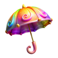 Whimsical Rainbow Umbrella A Colorful 3D Render png