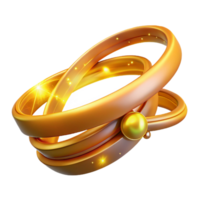 Golden Rings Abstract Design Intertwined Circular Elements with Glowing Particles png