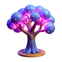 Glowing Abstract Tree with Illuminated Spherical Canopies png