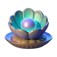 Luminous Pearl in a Shell 3D Render of iridescent Gem png