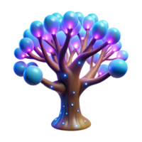 Glowing Tree with Illuminated Spheres 3D Render of Fantasy Tree png