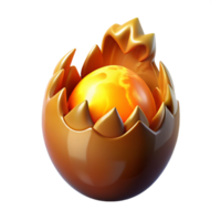 Golden Egg with Fiery Core A 3D Render png