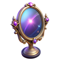 Enchanted Ornate Mirror Fantasy Game Asset with Glowing Gems png