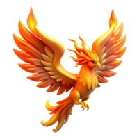 Fiery Phoenix Mythical Bird, Wings of Flame, 3D Render png