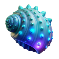 Luminous Spiral Shell 3D Render of Glowing, Ornate Seashell png