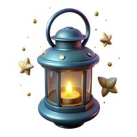 Illuminated Lantern with Stars and Golden Particles A 3D Render png