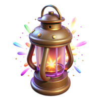 Glowing Lantern with Colorful Splashes png