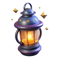 Glowing Lantern with Stars 3D Render of Illuminated Night Light png