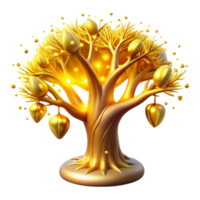 Golden Tree of Abundance Illuminated Branches and Luminous Fruit png