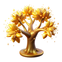Golden Tree of Prosperity 3D Render of a Magical, Wealthy Tree png
